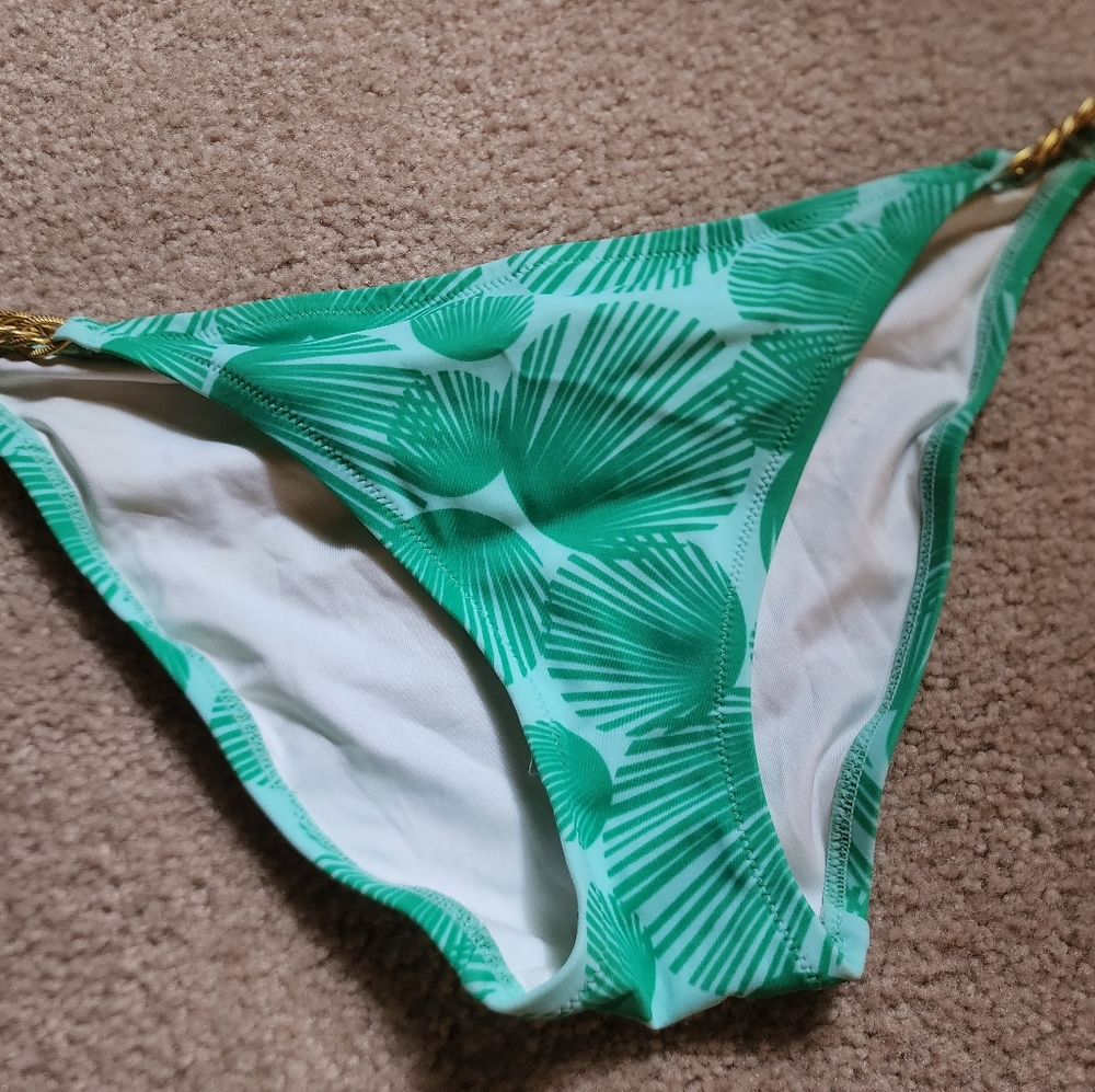 Green tropical swim bottom Victoria's secret swim gold accents